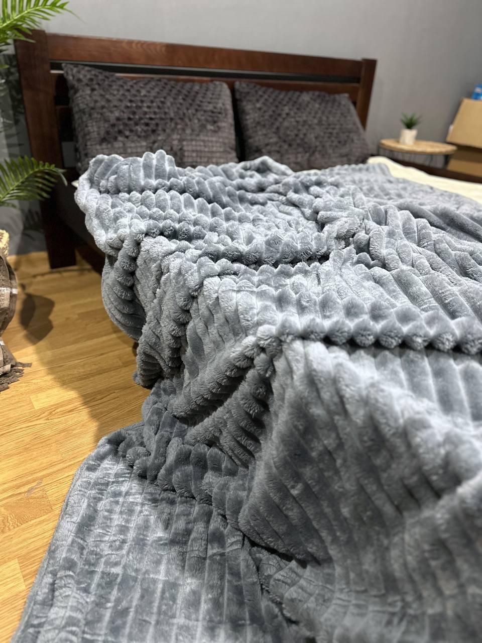 Плед Королевский двуспальный 180х220 см Серый (Д-post-sharp-max-001-02) - фото 4 Плед Королевский двуспальный 180х220 см Серый (Д-post-sharp-max-001-02) - фото 4