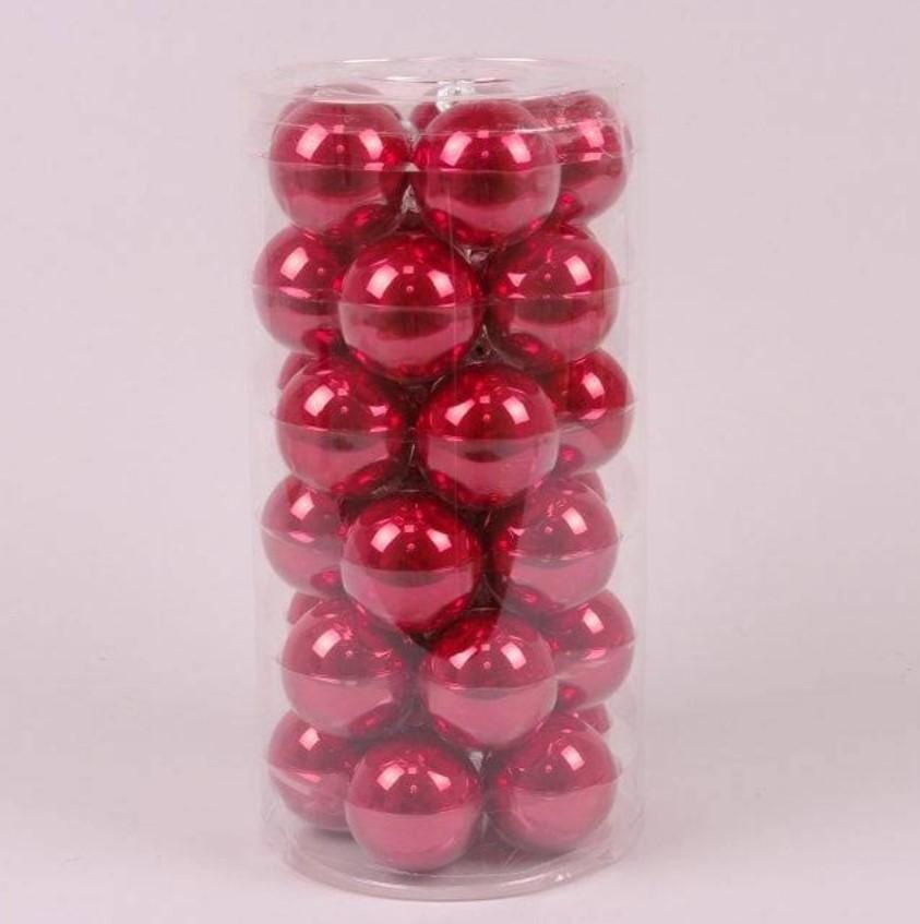 Шарики стеклянные 5,7 см 30 шт. Красный (44576)