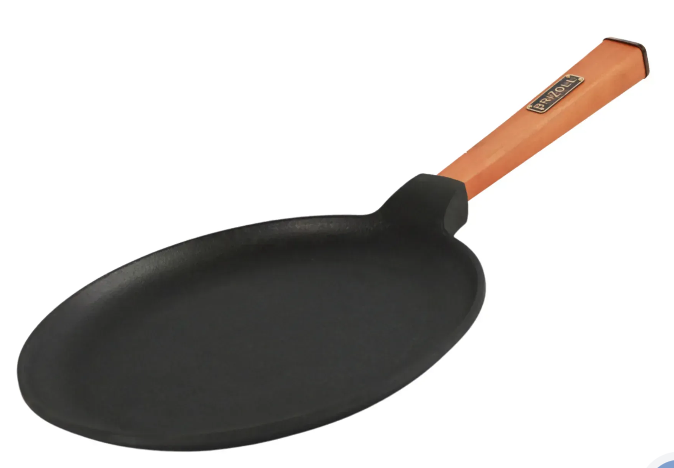 Блинница чугунная Brizoll Optima деревянная ручка 240х15 мм Черный (O2415-P)