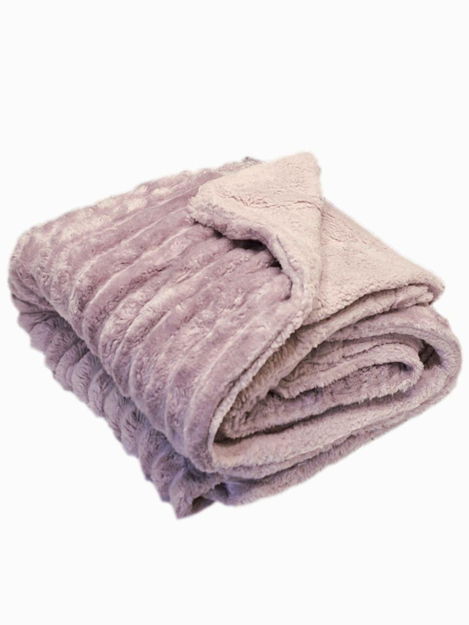 Плед на овчине Шарпей Королевская полоска 150x200 см Сиреневый (1450) - фото 2