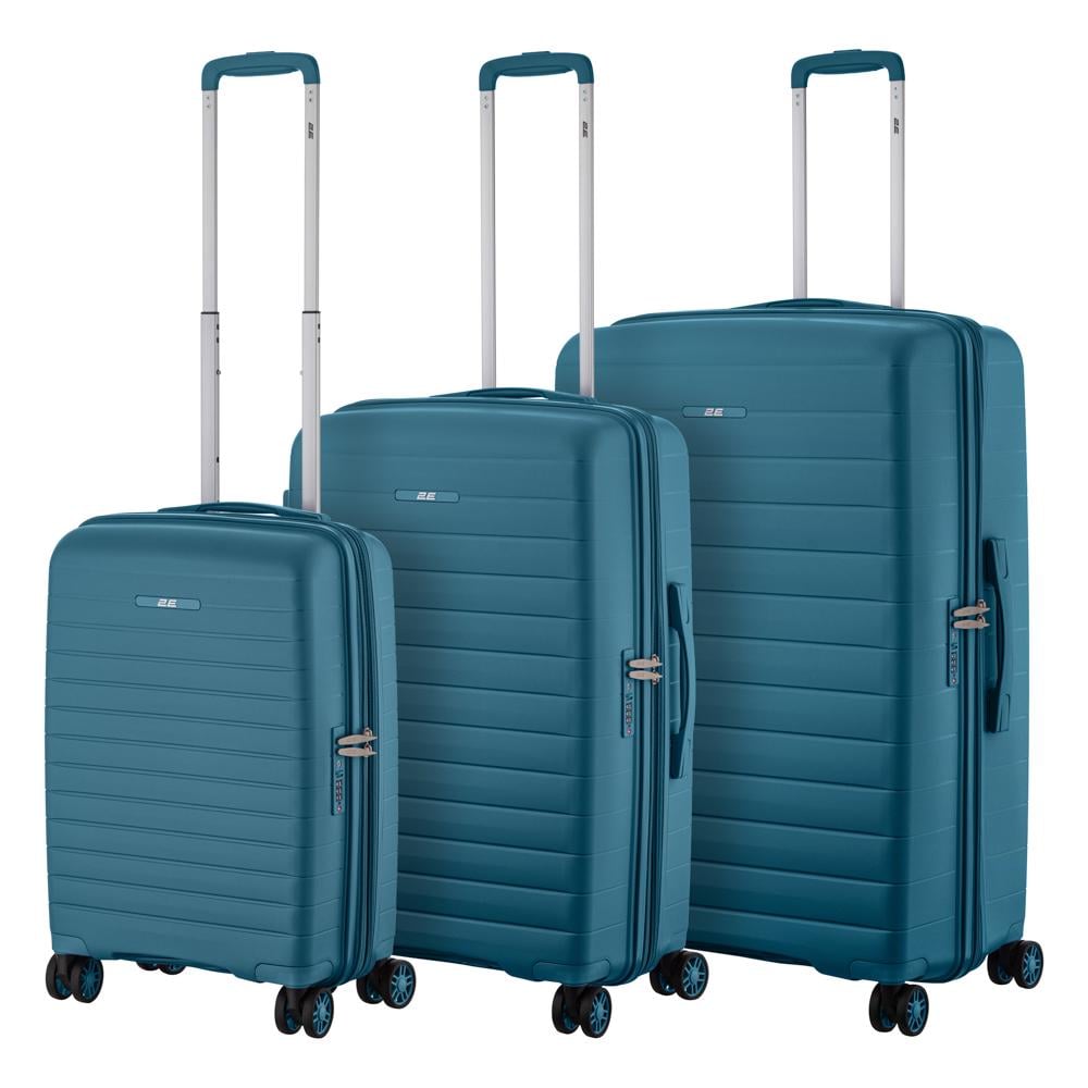 Набір валіз дорожніх 2E Aero поліпропілен замок TSA з 4 колесами S/M/L Синій (2E-SPP-AERO-SET3-TB) - фото 2 Набір валіз дорожніх 2E Aero поліпропілен замок TSA з 4 колесами S/M/L Синій (2E-SPP-AERO-SET3-TB) - фото 2