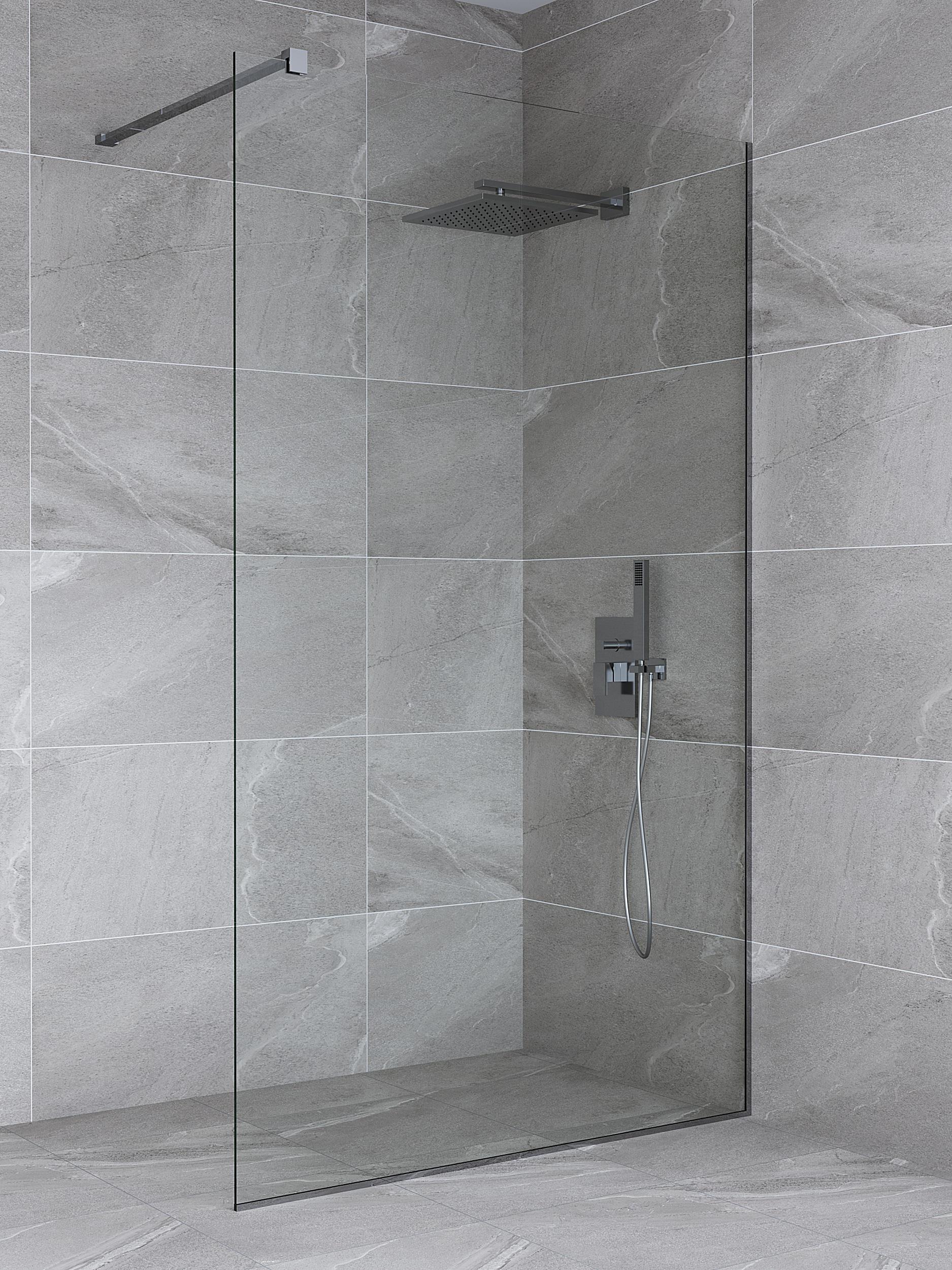 Перегородка стеклянная душевая Angie 1000х2000 мм прозрачное стекло (19417348)