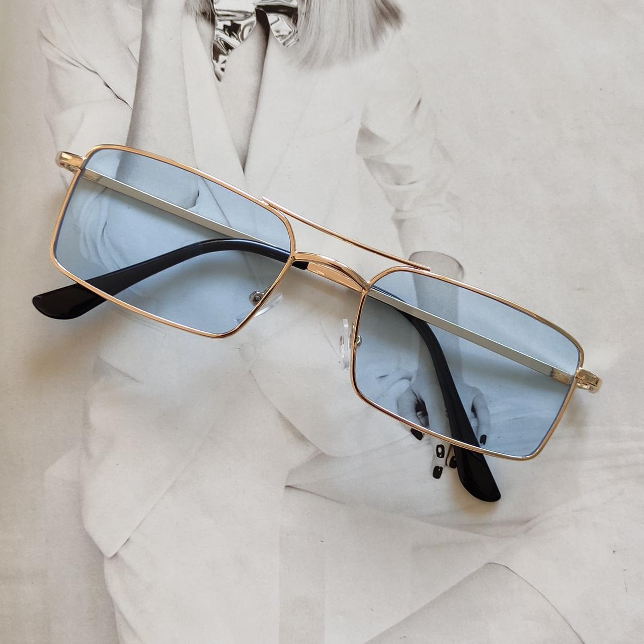 Окуляри прямокутні блакитна лінза