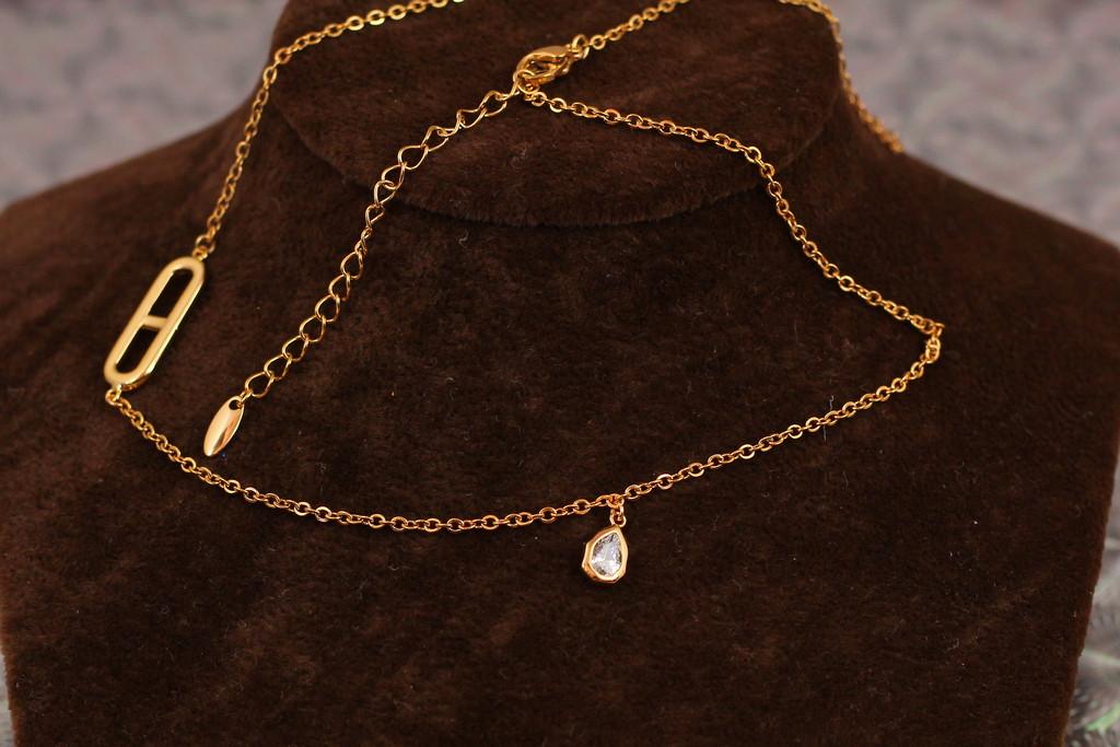 Набор Xuping Jewelry Цепь якорная с кулоном капля 40 см добор 5 см Золотистый (2169155217)