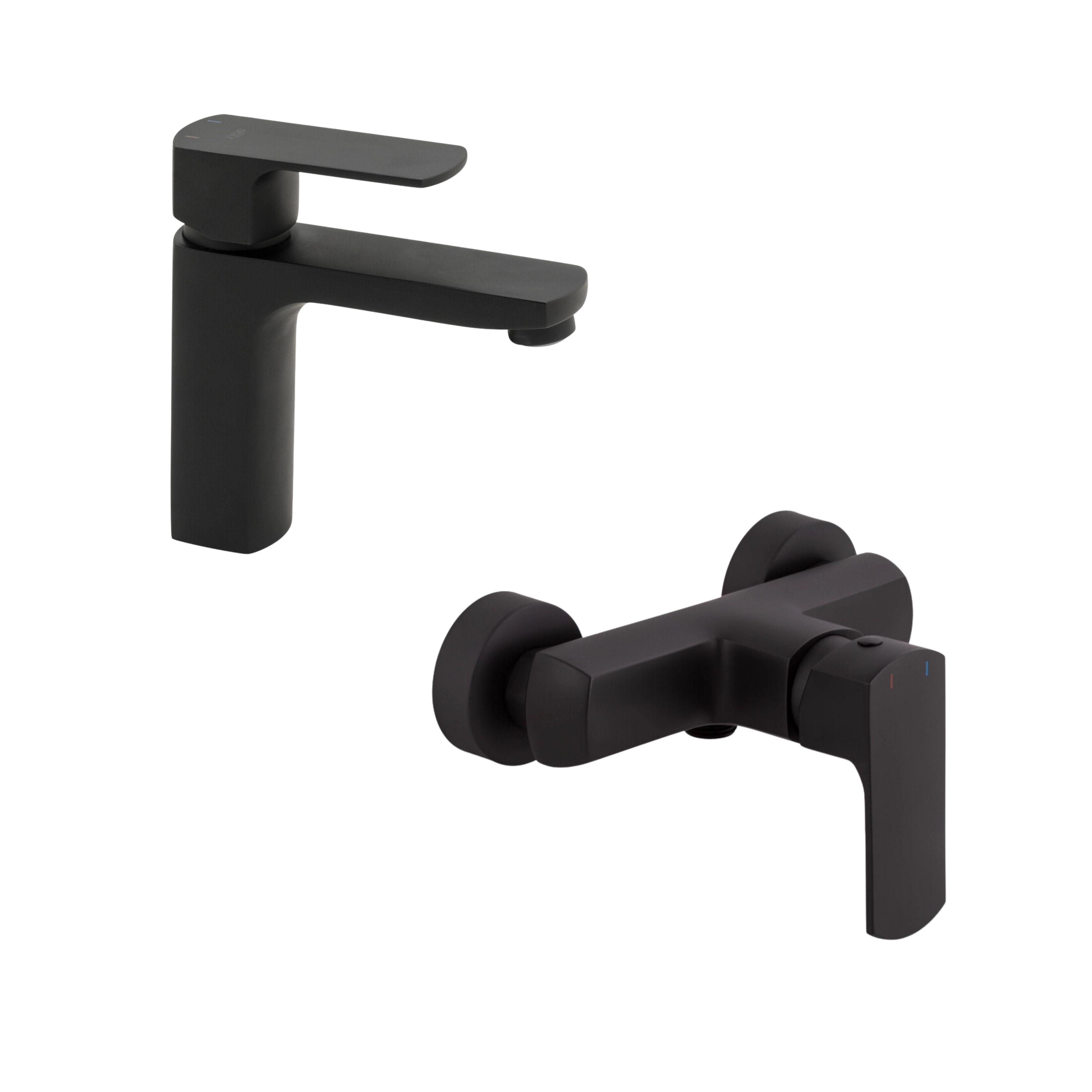 Комплект смесителей для раковины и душа Qtap Lipno 2в1 (QTLIPNO1023101CB+QTLIPNO4023101CB)