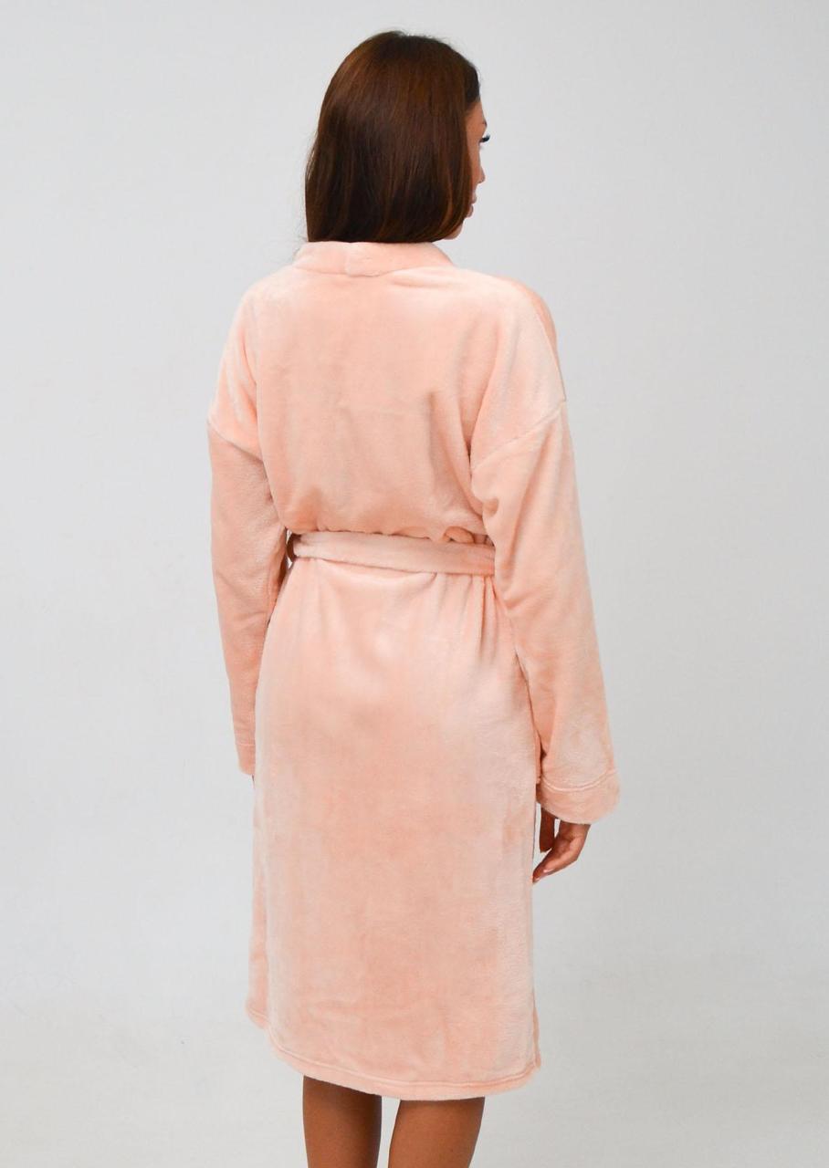 Халат-кимоно женский Роксана миди с длинными рукавами и карманами велсофт XXL Розовый (1209/90081) - фото 2 Халат-кимоно женский Роксана миди с длинными рукавами и карманами велсофт XXL Розовый (1209/90081) - фото 2