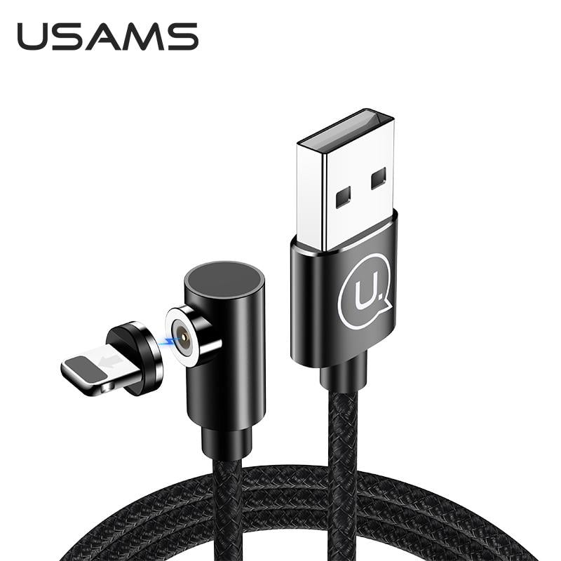 Магнитный кабель для зарядки USAMS U54 US-SJ444, 1м, USB Type-A х Lightning, Чёрный