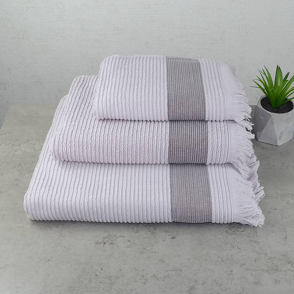Набор махровых полотенец с бахромой GM Textile 40x70/50x90/70x140 см 3 шт. Лиловый