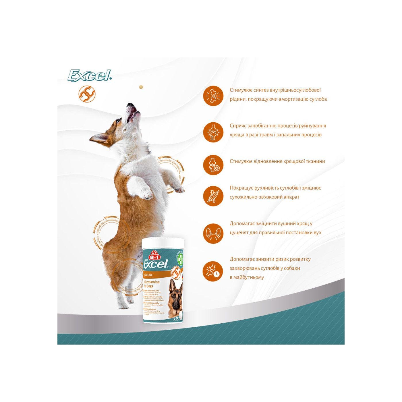 Вітаміни для цуценят та дорослих собак 8in1 Excel Glucosamine для суглобів 110 шт. (661828) - фото 3 Вітаміни для цуценят та дорослих собак 8in1 Excel Glucosamine для суглобів 110 шт. (661828) - фото 3