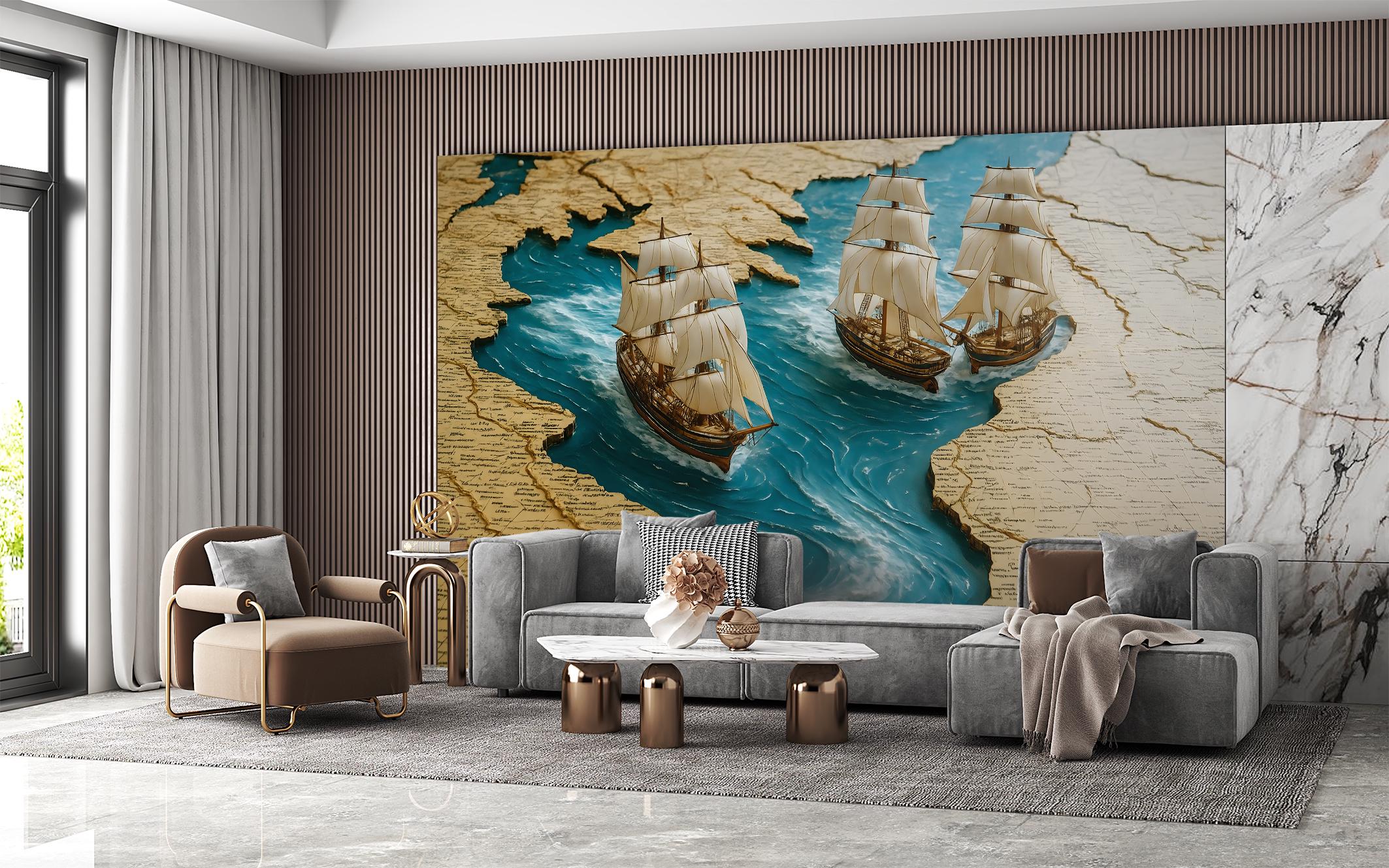 Фотообои флизелиновые Upstream Морское путешествие через карту 230х153 см (SPF-163/3) - фото 3 Фотообои флизелиновые Upstream Морское путешествие через карту 230х153 см (SPF-163/3) - фото 3
