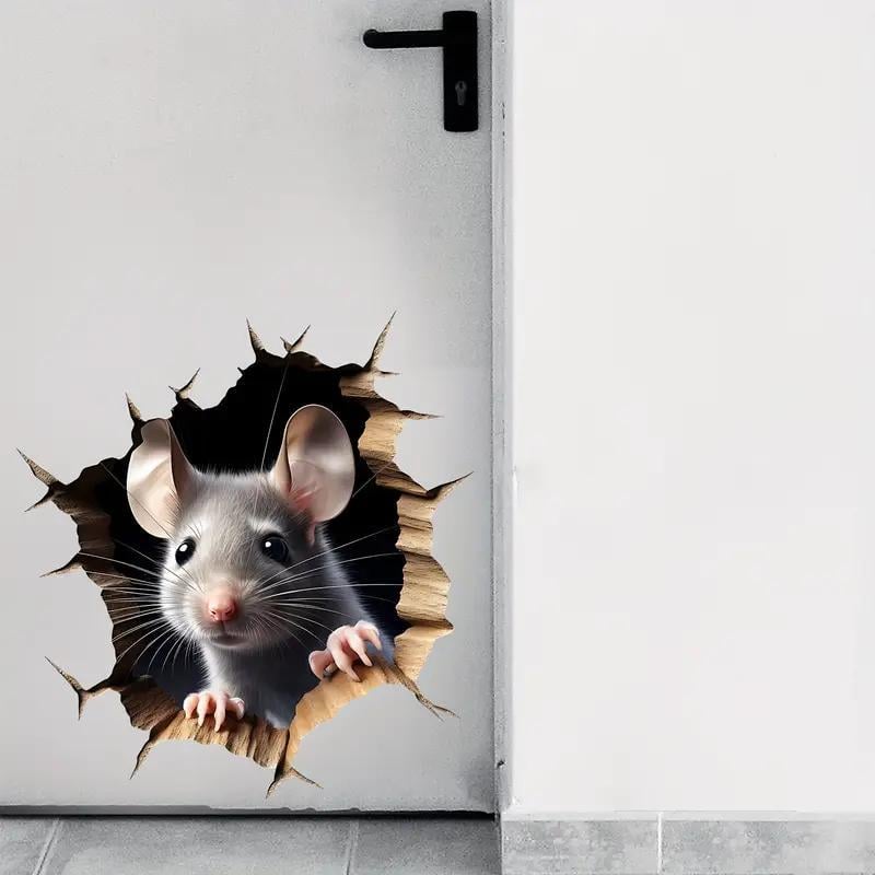 Наклейка інтер'єрна 3D Миша в норі Сірий з коричневим (2498595988) - фото 8 Наклейка інтер'єрна 3D Миша в норі Сірий з коричневим (2498595988) - фото 8