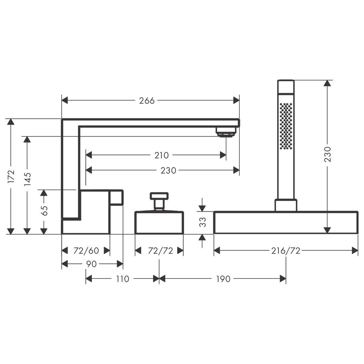 Cмеситель на борт ванны Hansgrohe AXOR Edge 46430300 на три отверстия Золотой (126050) - фото 2