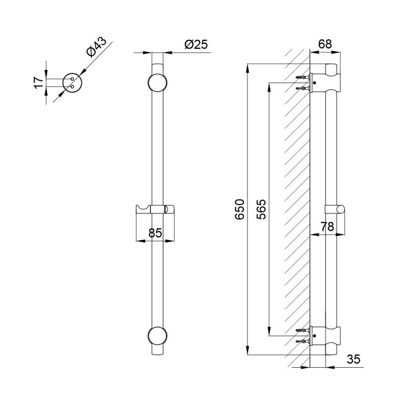 Штанга для душу Jamb 320 Nickel Lidz - фото 2