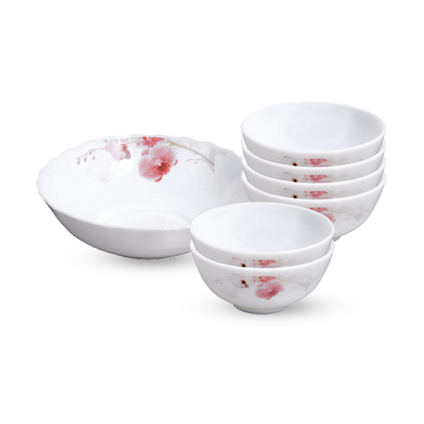 Набор салатников SNT Розовая орхидея 1 шт. D20,3 см 6 шт. D11 см (MSN-30056-61099)