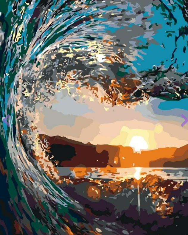 Картина по номерам Strateg Морская Волна на западе в термопакете 40х50 см (VA-2122-mt)