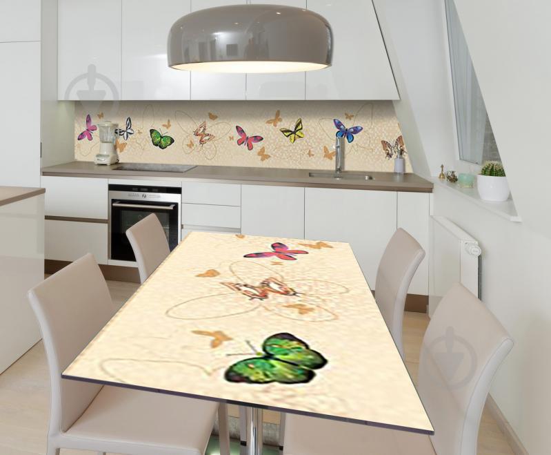 Наклейка 3Д виниловая на стол Zatarga «Полёт радуги» 650х1200 мм для домов, квартир, столов, кофейн, кафе Наклейка 3Д виниловая на стол Zatarga «Полёт радуги» 650х1200 мм для домов, квартир, столов, кофейн, кафе