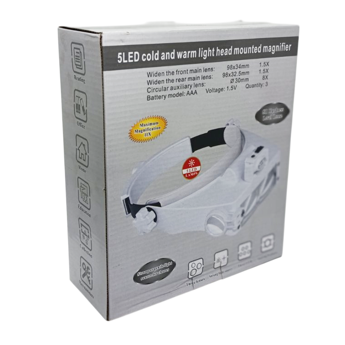 Лупа бинокулярная налобная MG81007 RD с 5LED подсветкой/монокуляром 3 линзы 5H 1,5X/3X/8X/9,5X/11X White (160421) - фото 10 Лупа бинокулярная налобная MG81007 RD с 5LED подсветкой/монокуляром 3 линзы 5H 1,5X/3X/8X/9,5X/11X White (160421) - фото 10