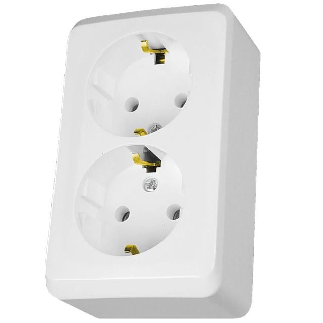 Розетка з заземленням подвійна Schneider Electric PRIMA WDE001048