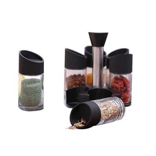Набір для спецій і приправ на підставці що обертається Especia Conjunto De Abastecedor пластиковий 6 баночок Прозорий - фото 2 Набір для спецій і приправ на підставці що обертається Especia Conjunto De Abastecedor пластиковий 6 баночок Прозорий - фото 2