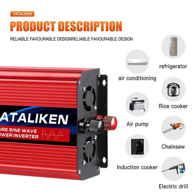 Инвертор Tataliken 4000W/номинально 1500W 12-220V DC/AC с чистой синусоидой - фото 3