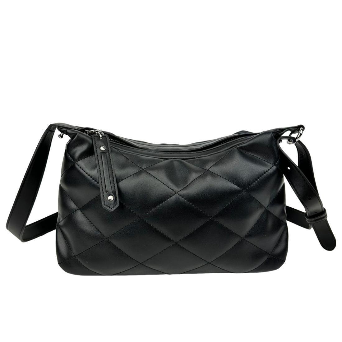 Жіноча сумка шкіряна UnaBorsetta NW11-6838A стьобана Чорний (2656560067)