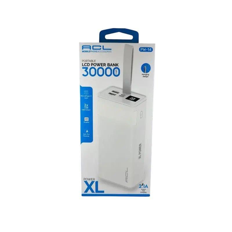 Повербанк ACL PW-14 30000 mAh 2,1A USB/Type-C/Micro White