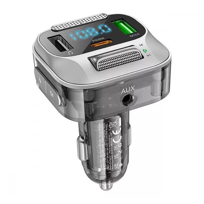 Зарядное устройство для FM-модулятор Hoco FM Launcher E75 Bravery PD30W+QC3.0 Черный