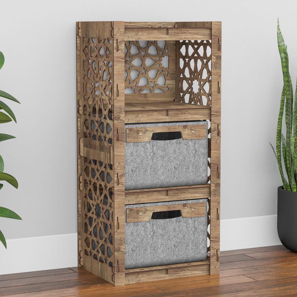 Комод в спальню из дерева Hexagonica Arabic на 2 ящика серые корзины 900х413х345 мм (111235) - фото 2 Комод в спальню из дерева Hexagonica Arabic на 2 ящика серые корзины 900х413х345 мм (111235) - фото 2