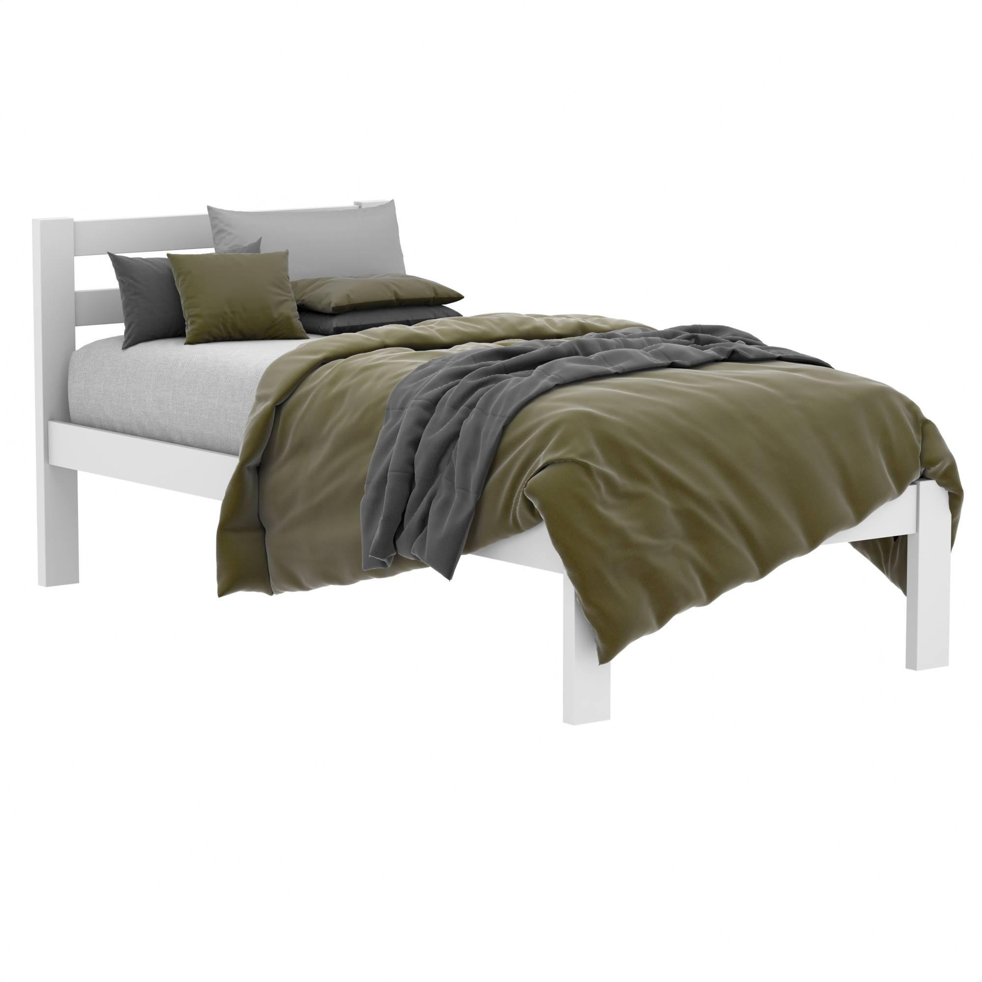 Кровать дерево Классик односпальный 90х200 см Белый (380263) - фото 1 Кровать дерево Классик односпальный 90х200 см Белый (380263) - фото 1