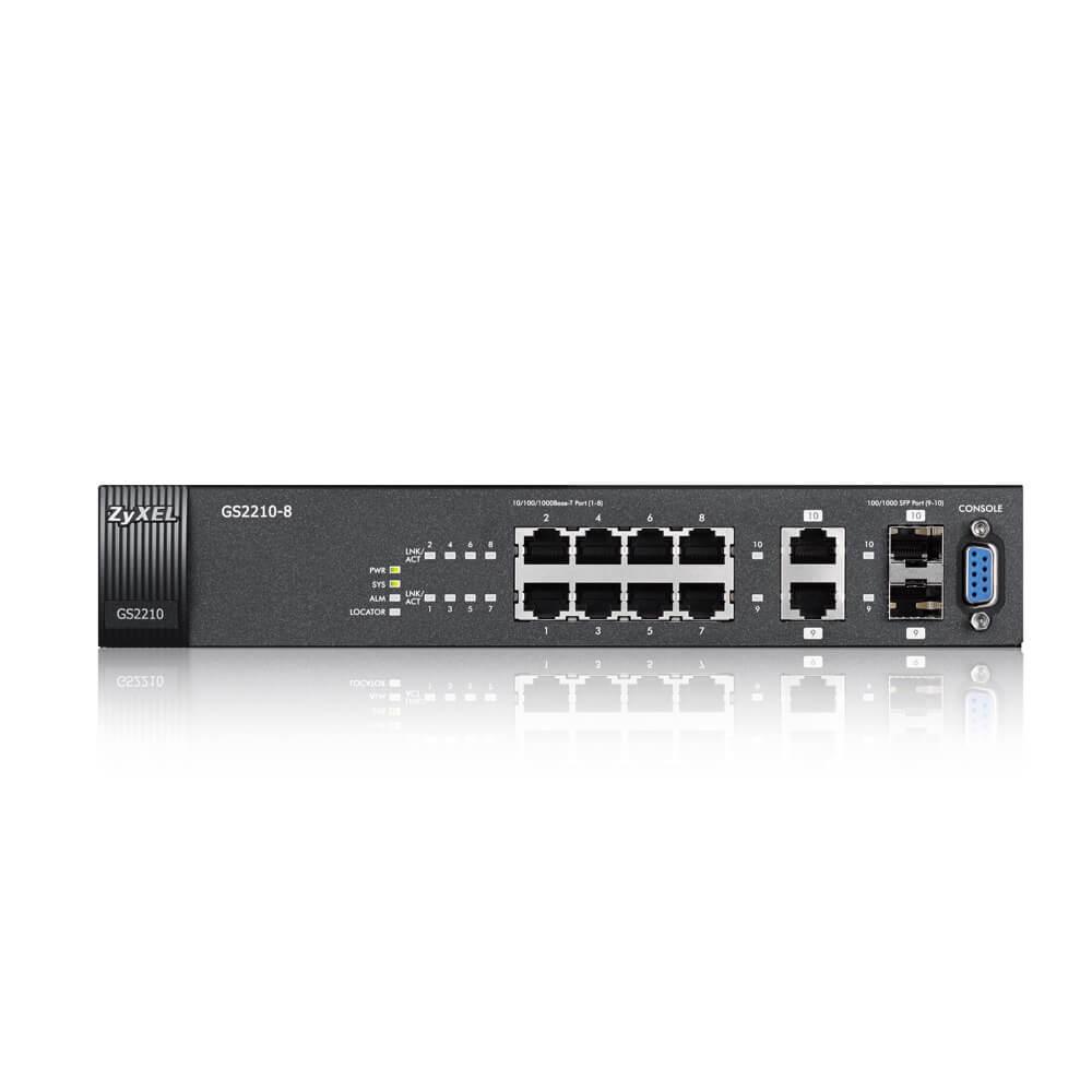 Коммутатор сетевой ZYXEL GS2210-8-EU0101F 8xGE 8-гигабитный 2xCombo бесшумный (562541) - фото 3