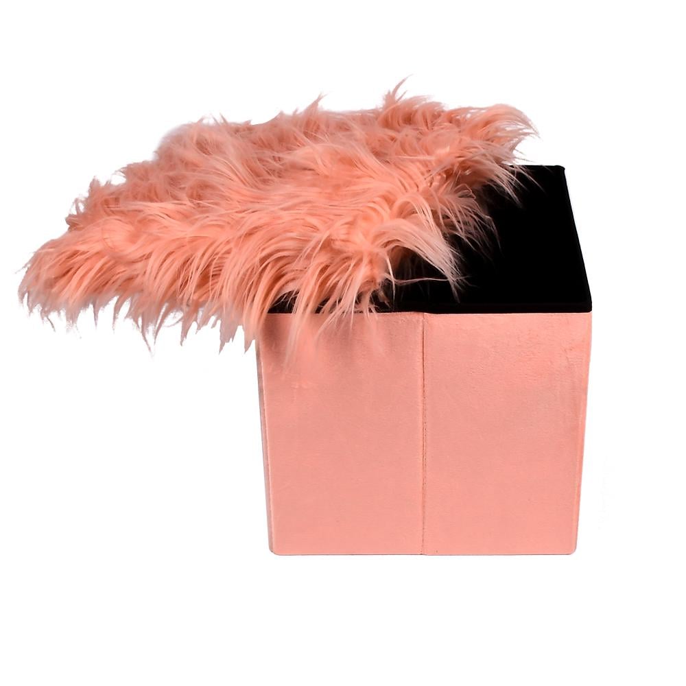 Пуф Stenson Mossy 35 см съемная крышка-сиденья каркас МДФ наполнитель ППУ Персиковый (627660)