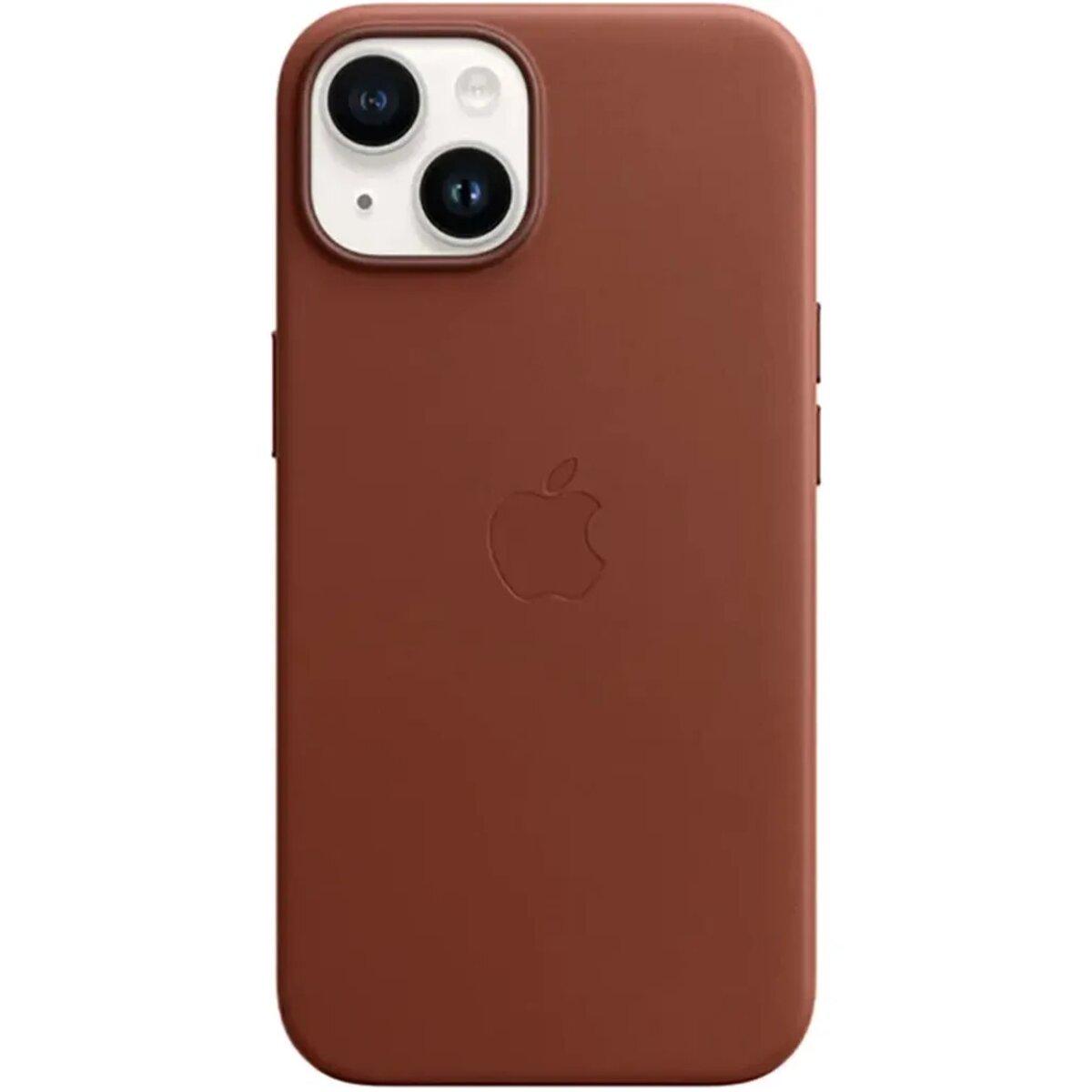 Противоударный чехол Leather AAA Full Magsafe IC для Apple iPhone 14 Saddle Brown