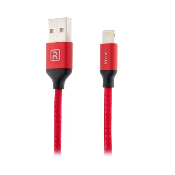 Кабель Recci RCL-M100 USB Lightning Fabrics 1 м Красный (6955482586242)