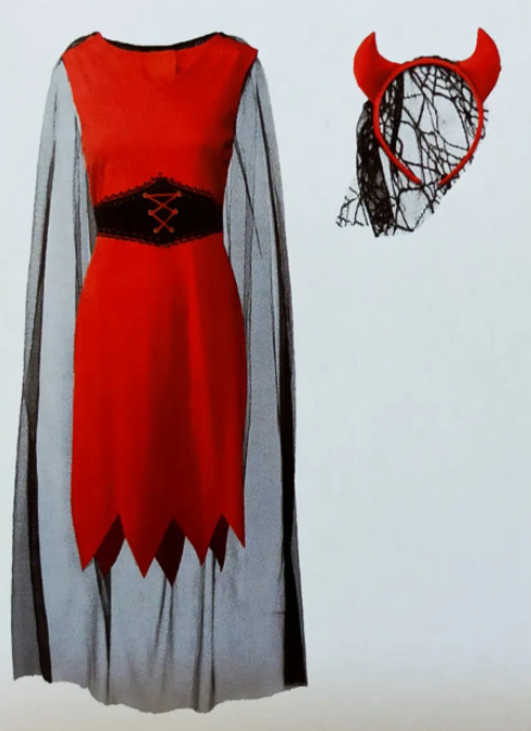 Платье на Хэллоуин Невеста Дьявола женское S Красно-черный (521993)