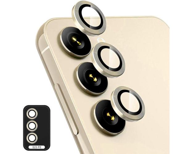Защитное стекло с рамкой CD Pattern на заднюю камеру для Samsung Galaxy S23 / S23 Plus Золотой