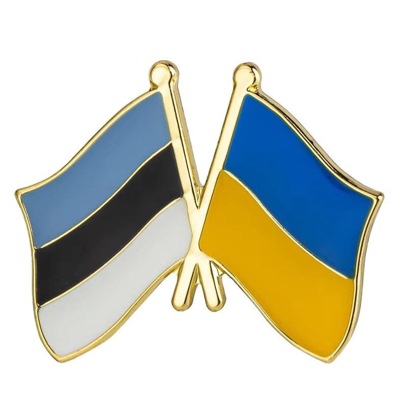 Значок-пин двойной friendship flag Украина-Эстония