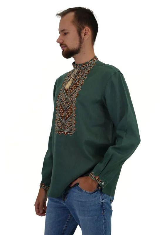 Вышиванка мужская р. 46 Зеленый (520) - фото 3 Вышиванка мужская р. 46 Зеленый (520) - фото 3