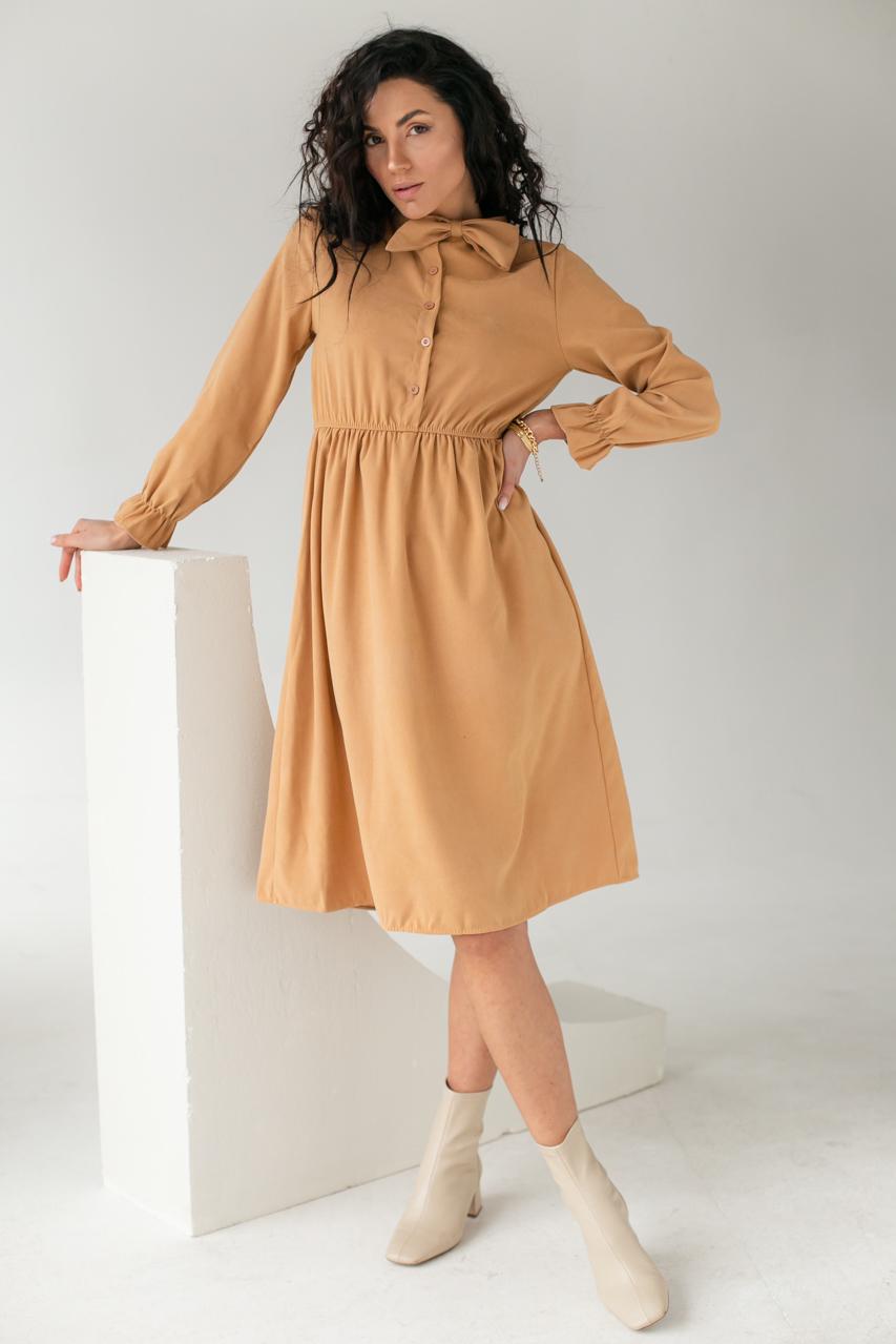 Сукня Lurex на гудзиках з бантом S Бежевий