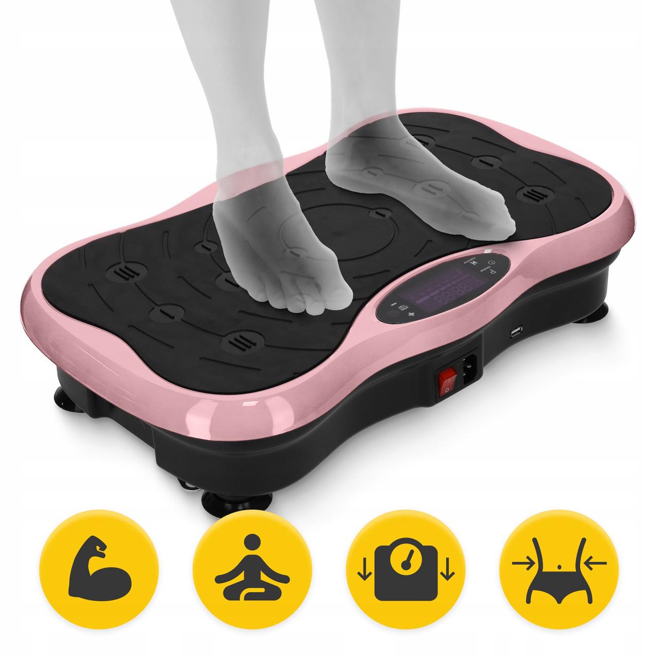 Віброплатформа для тренувань 4FIZJO Ultra+ з пультом та еспандерами Black/Pink (P-5905973402880) - фото 8