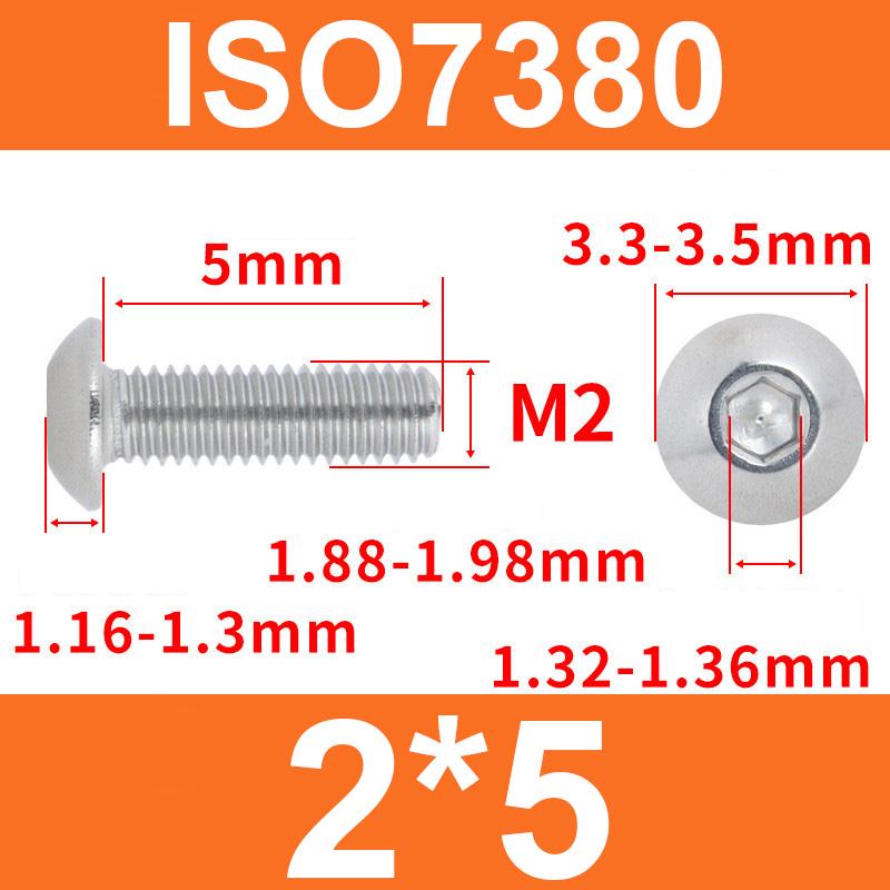 Винт ISO7380 M2x5 мм с полукруглой головкой и внутренним шестигранником из нержавеющей стали 304 - фото 2 Винт ISO7380 M2x5 мм с полукруглой головкой и внутренним шестигранником из нержавеющей стали 304 - фото 2