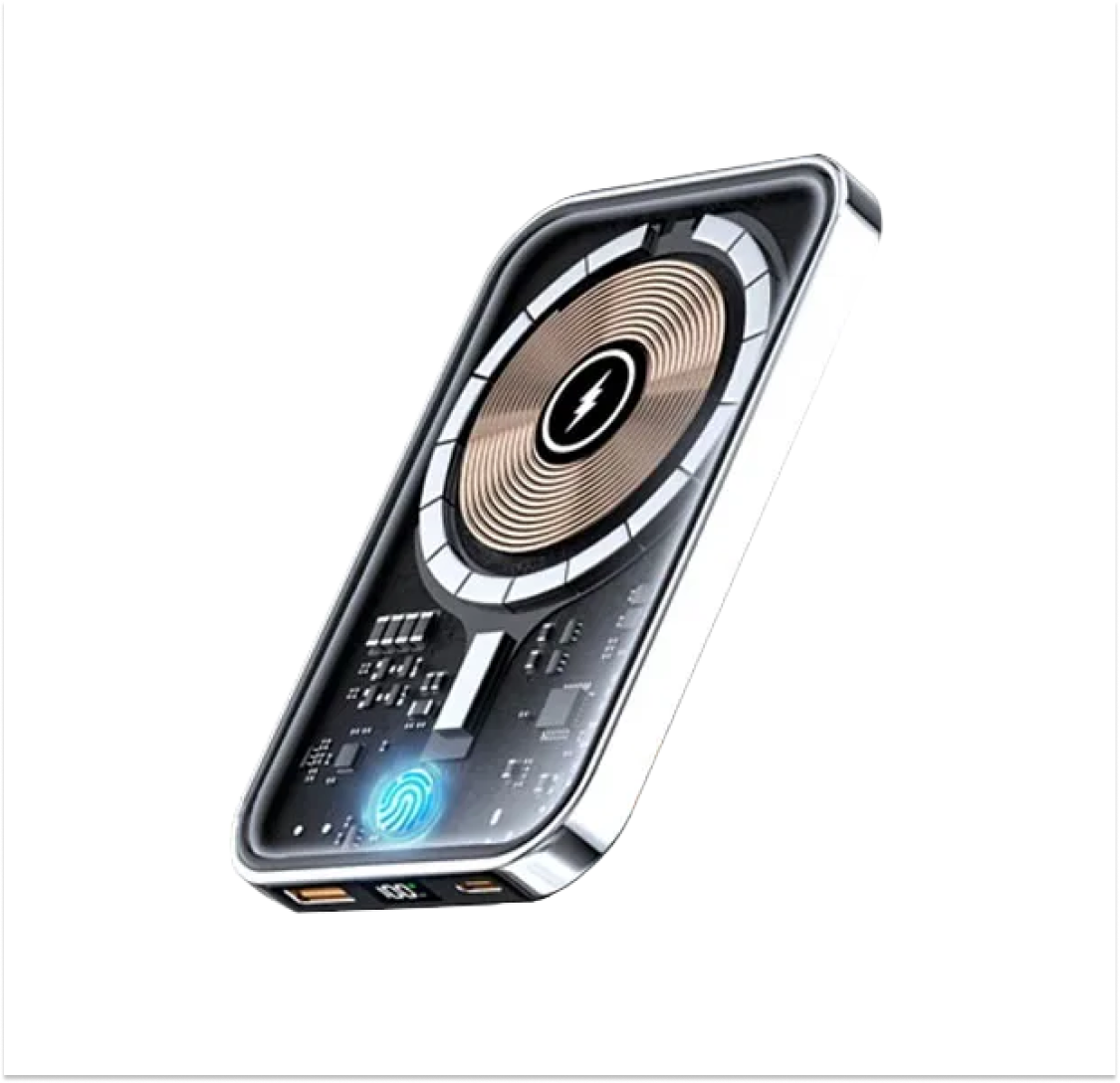 Повербанк Andowl магнітний Q-C228 15000 mAh з бездротовою зарядкою/магнітне кріплення Чорний (65d63058)