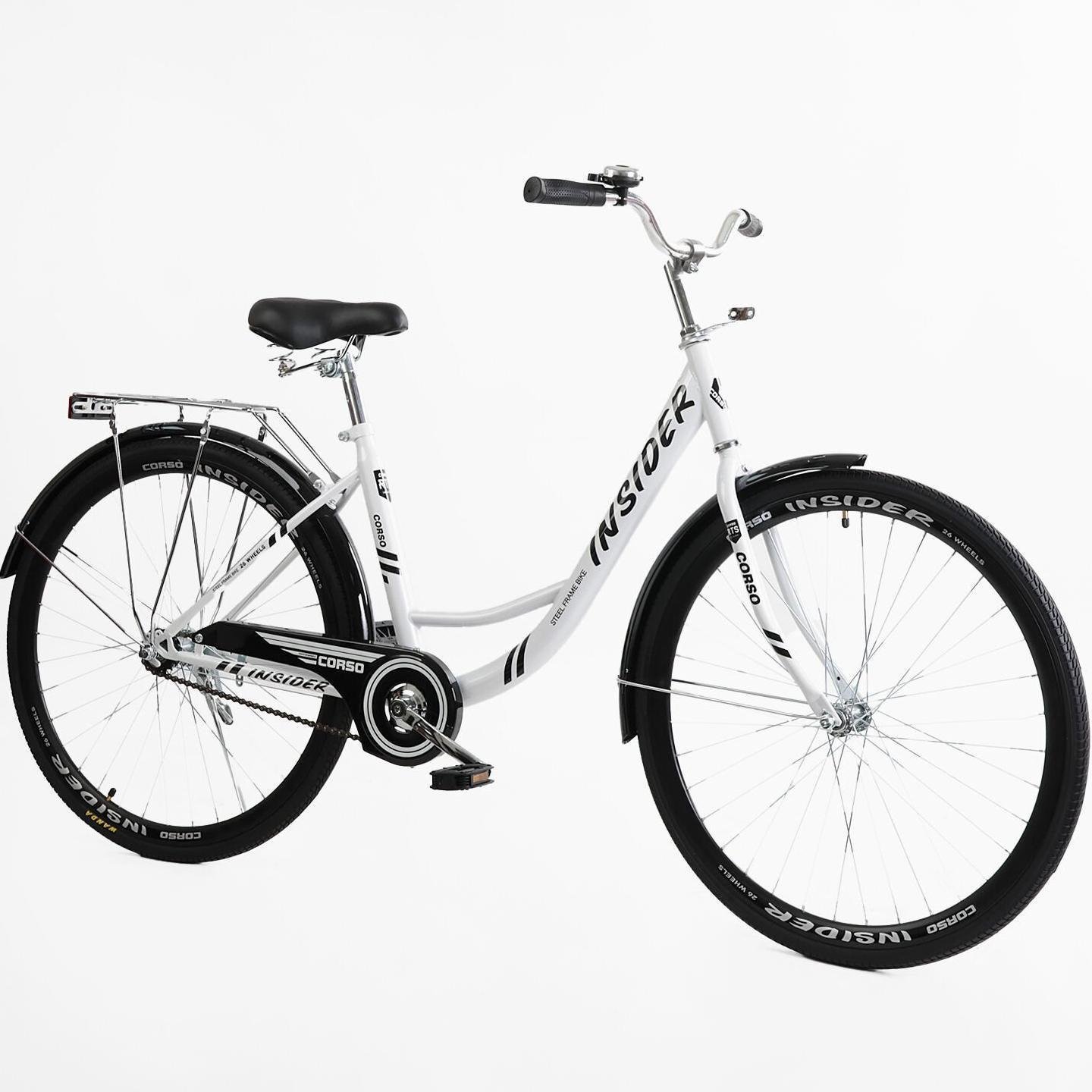 Велосипед міський Corso Insider з багажником рама 16,5"/26 " Білий - фото 2 Велосипед міський Corso Insider з багажником рама 16,5"/26 " Білий - фото 2