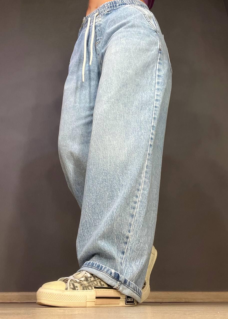 Джинси жіночі I8 52422 Palazzo Jeans талія на резинці зі шнурком широкий крій палаццо р. 28 Блакитний (3365) - фото 4