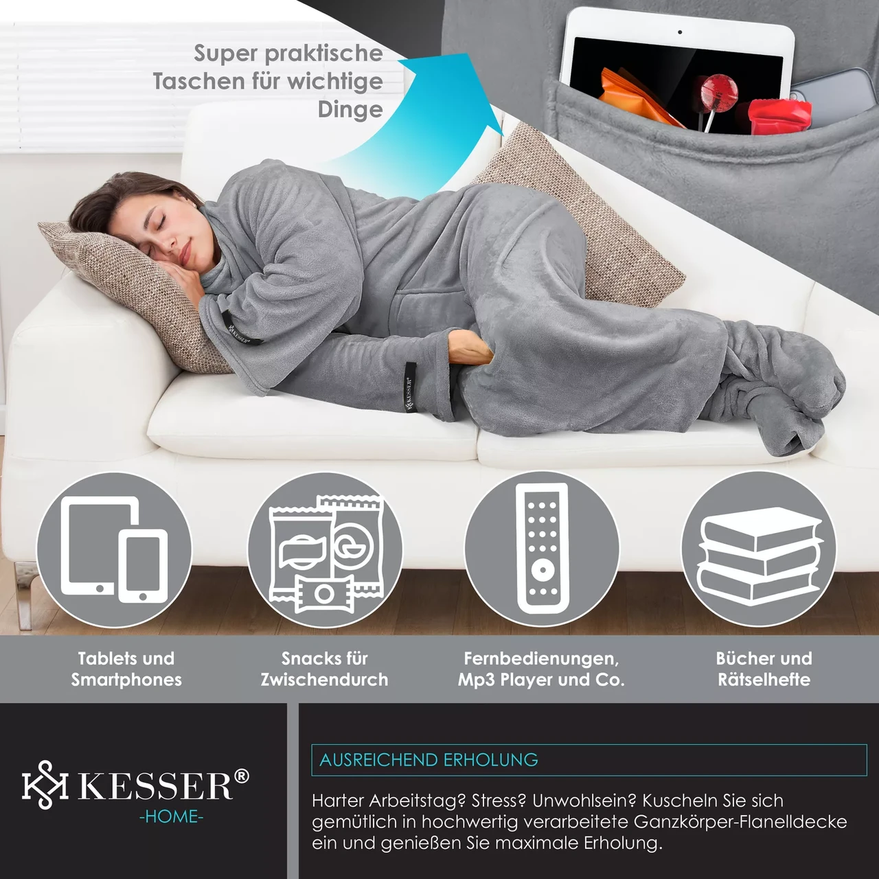 Ковдра-плед KESSER 200x140 см (225262457139gr-200x140) - фото 5 Ковдра-плед KESSER 200x140 см (225262457139gr-200x140) - фото 5