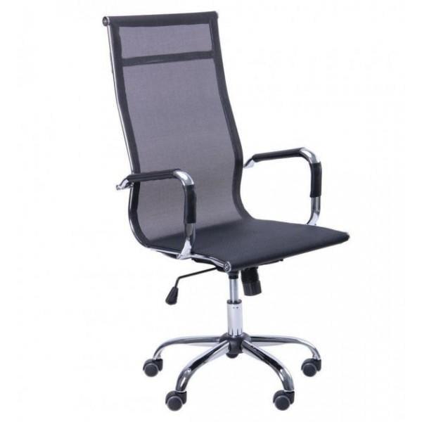 Креслом офисное AMF Holding Slim Net HB XH-633 1140+80х580х640 Хром/Черный