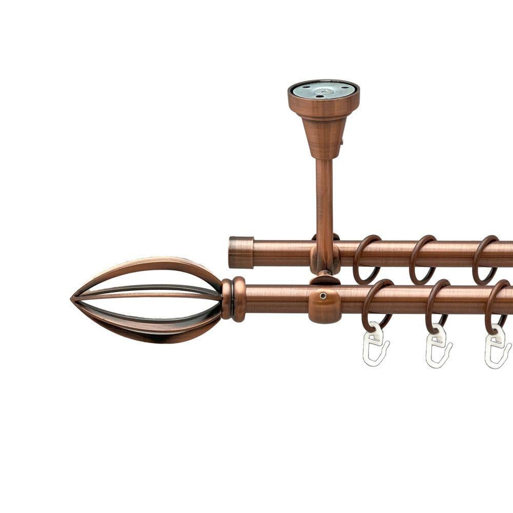 Карниз для штор Orvit Пантеон двухрядный гладкий 200 см Античная медь (00-00020185)