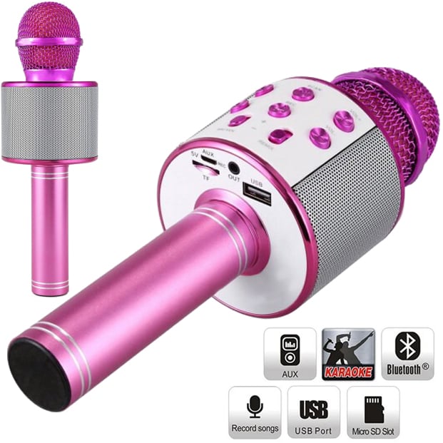 Бездротовий Bluetooth мікрофон караоке Wster WS858 Pink - фото 2