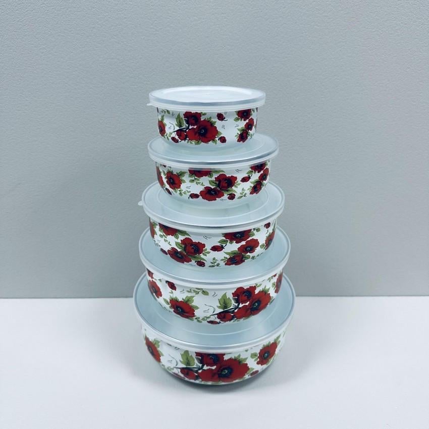 Набор лоточков A-Plus 0967 Эмальированные маки с пластиковыми крышками (2495234194) - фото 2 Набор лоточков A-Plus 0967 Эмальированные маки с пластиковыми крышками (2495234194) - фото 2