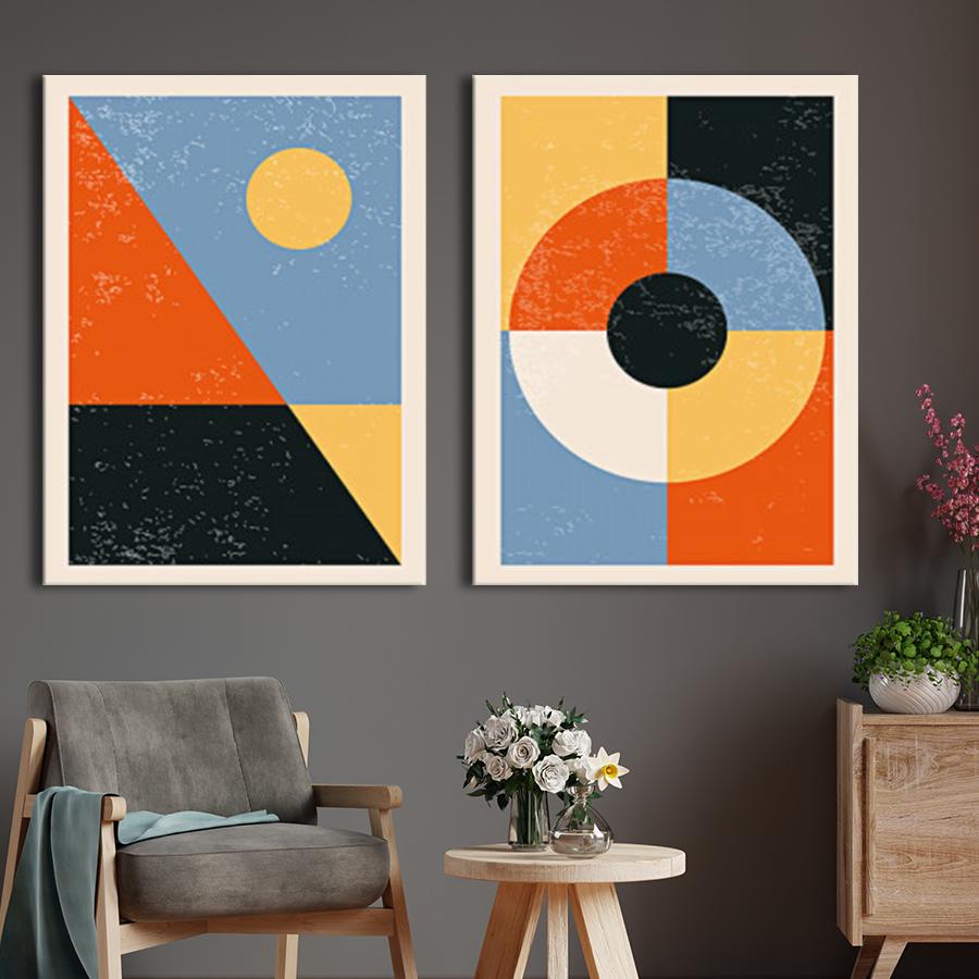 Модульная картина на холсте диптих Яркая геометрия 79x50 см (MK21287)