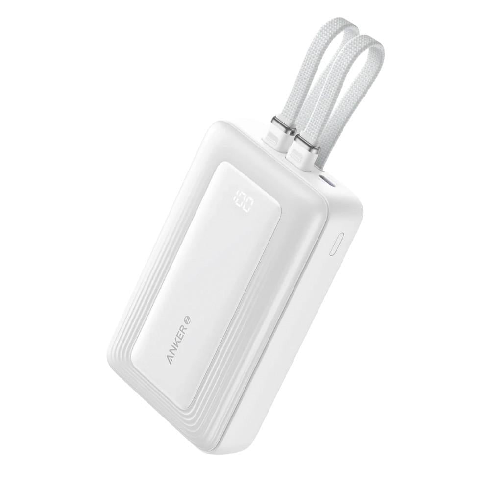 Павербанк Anker Zolo A1681 20000 mAh 30W со встроенными кабелями USB-C/Lightning/Power Delivery/Fast Charge/дисплей Белый (130651520)
